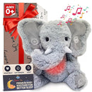 Gemma Joy Bedtime Baby Soothers for Sleep, Cry Activated Heartbeat Stuffed Animal for Baby, Newborn, Calming Light, Lullaby Music, White Noise, Shush and Mother’s Heartbeat - (Elephant, Rechargeable) by TinyTreasures Baby Boutique
