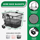 ProSource Wire Bike Basket Front for All Ages, Detachable Bicycle Front Basket with 15lbs Storage Capacity, Lightweight Steel Mesh Backing for Durable Daily Use, Black by GreenHaven Gardens