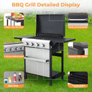 4 Burner Propane Grill with Built-in Thermometer, Durable Lid, Wheels, Foldable Side Tables, Stainless Steel Grilling Pan, 49,200 BTU Gas Grill for Patio, Garden Barbecues by GreenHaven Gardens