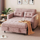 3 in 1 Convertible Sleeper Sofa Bed, Pull Out Couch Bed with Adjustable Backrest, Chenille Loveseat Couches with Side Pocket for Living Room, Bedroom (Pink) by CozyNest Decor