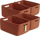 Large Storage Baskets for Organizing, Closet Shelf Baskets for Clothes Blanket Towels, Baby Nursery, Toy Bins Box, Woven Rope Baskets, 17 x 13 x 7.5”, 4 Packs Oxide Red by CozyNest Decor