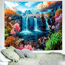 Delur Waterfall Tapestry Tropical Forest Mountain Sunset Tree Wall Hanging Tapestry Scenic Rainforest Landscape Nature Sunrise Headboard for Bedroom Living Room Home Decor (51.2" x 59.1") by CozyNest Decor