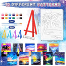 Blosssound 10 Set Pre Printed Canvas Pre Drawn Canvas Painting with Easel Kits 5" x 7" Outline Painting Panels for Beginners, DIY Craft Project, Party Favor, Home Decors(Dream Sky) by TinyTreasures Baby Boutique
