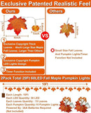 2 Pack & Timer - Fall Garland with Pumpkin Lights Halloween Fall Decor for Home 60LED 20Ft Enlarged Maples Leaves Halloween Garland Lights Indoor Battery Operated Thanksgiving Decor Wedding Christmas by CozyNest Decor