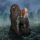 Haunted Hill Farm Tombstone Lifter by Tekky, Battery-Operated, Sound Activated Animatronic Zombie with Sound Effects and Lights for Indoor or Covered Outdoor Creepy Halloween Decoration