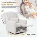 Power Recliner Chair Swivel Glider, Large Rocker Recliner w/USB Charging Port, Boucle Upholstered Swivel Rocker Glider Recliner for Nursery,Bedroom,Living Room, 1PC, Cream by CozyNest Decor
