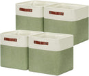 DULLEMELO Storage Basket, Linen Closet Organizers and Storage Baskets for Home Office, Suitable as Dog Toy Box, Baby Gift Basket, 4 Pieces 12x12 Decorative Cube Storage Bins(4 Pack - 12" White&Green) by TinyTreasures Baby Boutique