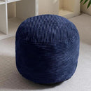 HIGOGOGO Round Stuffed Pouf Ottoman, Corduroy Poufs with Foam Chunk Filling, Furry and Fluffy Pouf Foot Stool Storage Ottoman, 20 X 15 Floor Poufs Foot Rest for Living Room, Navy by CozyNest Decor