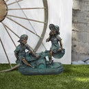 Alpine Corporation 14" Tall Indoor/Outdoor Girl and Boy Playing on Teeter Totter Statue Yard Art Decoration by GreenHaven Gardens