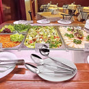 Pleafind Serving Utensils Set for Parties,3-Piece Silver Stainless Steel utensils set,Includes 1 Serving Spoon, 1 Slotted Spoon and 1 Soup Ladle,Serving Spoons for Buffet by CozyNest Decor