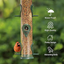 MIXXIDEA 1PK Metal Bird Feeders with 6 Feeding Ports,Tube Bird Feeder with Steel Hanger,Hard Plastic Wild Bird Feeder for Outdoors Hanging, Attracting Birds in Your Lawn, Garden, Balcony–Green by CozyNest Decor