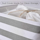 TheWarmHome Jumbo Storage Bins Baskets, Sturdy Fabric Organizing Basket W/Handles, Decorative Foldable Storage Baskets for Shelves Closet Nursery Toy (Grey&White Stripes 3 Pack, 20.5Lx15.7Wx13.8H in) by TinyTreasures Baby Boutique