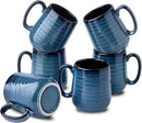 Hasense Coffee Mugs Set of 6, 12 Ounce Coffee Cups Set with Handle, Ceramic Tea Mugs for Kitchen, Blue Latte Mugs for Coffee,Cocoa, Tea, Stylish Mug Gift, Dishwasher and Microwave Safe by CozyNest Decor