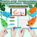 Crochet Kit for Beginners - 3 PCS Baby Chameleon Crochet Kits with Step-by-Step Video Tutorials, Beginner Crochet Kit for Adults Kids, Chameleon Crocheting Set (Orange&Blue&Green) by TinyTreasures Baby Boutique