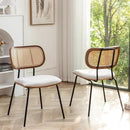 Rattan Dining Chairs Set of 2, Mid Century Modern Dining Chairs with Cane Back for Kitchen Dining Room, 19 Inch Fabric Beige by CozyNest Decor