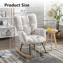 NIOIIKIT Nursery Rocking Chair Teddy Upholstered Glider Rocker Rocking Accent Chair Padded Seat with High Backrest Armchair Comfy Side Chair for Living Room Bedroom Offices (Ivory Teddy) by TinyTreasures Baby Boutique