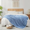 Snuggle Sac Blue Waffle Bedding Blankets Queen Size 90x90 inches, Reversible Microfiber Fluffy Fuzzy Soft Throw Cozy Knit Blanket for Women Mothers Birthday Gifts by CozyNest Decor