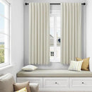 Short Linen Blackout Curtains for Bedroom 45 Inches Length 2 Panels Set Cafe Kitchen Bathroom Curtains for 42 Inch Small Window Light Blocking Thermal Insulated Drapes for Laundry Room Back Tab Beige by CozyNest Decor