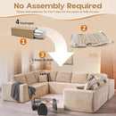 Cloud Sectional Couches for Living Room,U Shaped Modular Sofas No Assembly,135x107 Inches Plush Corduroy Oversized Floor Couch Set with Deep Seat Chaise,Beige by CozyNest Decor