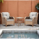 Patio Tables Wicker Side Table - Rattan Coffee Tables with Glass Top End Table for Outdoor Outside Patio Porch Square Yellow by GreenHaven Gardens