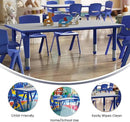 Flash Furniture Wren Adjustable Classroom Activity Table for School and Home, Plastic Activity Table for Kids, 23.625" W x 47.25" L, Gray/Blue by CozyNest Decor