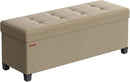 SONGMICS Storage Ottoman Bench, Foldable Foot Rest with Legs, 15 x 43 x 15.7 Inches, End of Bed Bench, Storage Chest, Load up to 660 lb, for Living Room, Bedroom, Entryway, Camel Brown ULSF018K01 by CozyNest Decor