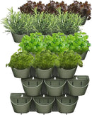 Worth Garden Upgraded 6 Sets (18 Pockets) Self Watering Stackable Vertical Planters - Wall Mounted Plastic Plant Grow Pots for Strawberries Flowers Herbs - Indoor Outdoor Green Wall Decoration (Green) by CozyNest Decor