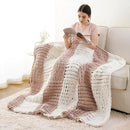 Battilo Chunky Knit Throw Blanket, Soft and Thick Chenille Throw Blanket, 50"x60" Handmade Cable Knit Crochet Blanket, Large Rope Knot Throw Blankets for Couch Sofa Bed Home Decor, Blush & White by CozyNest Decor