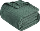 EMME Cotton Muslin Queen Blanket Bed Layering Breathable Gauze Blanket Soft Lightweight Blankets Adults (Forest Green, 90"x90") by CozyNest Decor