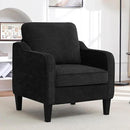 Accent Chair for Living Room, Mid Century Modern Reading Chair for Bedroom, Upholstered Armchair with Side Pockets, Comfy Single Sofa Side Chair for Office, Apartment, Small Room, Black by CozyNest Decor
