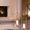 HPC Decor Modern Farmhouse Lantern - 22'' 19'' Large Tall Gold Metal Candle Lanterns with Timer Flickering Candles for Living Room, Outdoor, Fireplace Mantle Decor by CozyNest Decor
