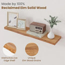 Floating Shelves for Wall Decor, Rustic Solid Elm Wood Live Edge Floating Shelves Wall Mounted, Wall Shelves with Invisible Bracket for Living Room Bathroom Bedroom Kitchen, 32 Inch Set of 2, Natural by CozyNest Decor