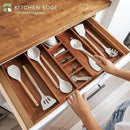 Adjustable Kitchen Drawer Organizer for Utensils and Junk, Food-Safe Contract Grade with 100% Sustainable Wood, Non-Slip, Expandable from 16" to 28" Wide - Natural Acacia by CozyNest Decor