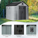 Domi 8x8 FT Outdoor Resin Storage Shed, All-Weather Double-Wall Storage Building for Backyard, Garden, Lawn Tools, Mower, Bike & Pool Equipment, Lockable Doors, Ventilated Roof, Grey by GreenHaven Gardens