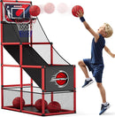 Basketball Arcade Game Indoor Outdoor, Kids Basketball Hoop with 4 Balls & Pump, Single Shot Basketball Game at Home, Carnival Games Sport Toys Gifts for Boys Girls Teens by TinyTreasures Baby Boutique