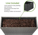 LEWIS&WAYNE Large Rectangular Block Planter Box Handmade Wicker Tall Planters for Outdoor Plants with Removable Liners Modern Planter for Indoor Outdoor Patio Deck - Gray, 32''x11''x24'' by GreenHaven Gardens