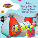 Kids Play Tent with 50 Balls – 3-Piece Tunnel & Ball Pit Combo – Indoor/Outdoor Pop-Up Set with Mesh Panels & Carry Bag by TinyTreasures Baby Boutique