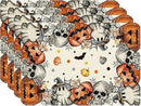 XCHI Spooky Skeleton Ghost Pumpkin Halloween Placemats Set of 4 Table Mats for Party Home Kitchen Dining Table Decorations 12x18 Inch by CozyNest Decor