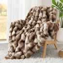 Touchat Luxury 1000GSM Faux Rabbit Fur Throw Blanket, Super Heavy Warm Cozy Brown Blankets for Couch Bed Sofa, Ruched Plush Fuzzy Elegant Soft Reversible Mink Blanket for Living Room Bedroom by CozyNest Decor