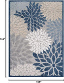 Beverly Rug Outdoor Rug 9x12 Large Modern Floral Tropical Area Rugs for Indoor and Outdoor Patio Easy to Clean Non Shedding Living Room Porch Garden Washable Outside Carpet (9 x 12 Blue) by CozyNest Decor