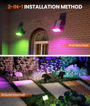 Solar Spot Lights Outdoor 2-Pack Multicolor IP65 Waterproof RGB - 6 Colors, 2 Modes, 105° Adjustable 58 LED Flood Lights, Solar Powered Spotlights for Yard, Garden, House & Landscape Lighting Outside by CozyNest Decor