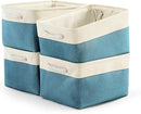 TcaFmac Storage Basket for Organizing - Large 4 Pack Fabric Storage Bins Baskets for Shelves with Ropes, Collapsible Storage Cubes for Closet Toy (White & Green16x12x8 inch) by CozyNest Decor