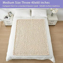 Bigacogo Chunky Knit Throw Blanket for Couch, 40x60 inches, 100% Hand Knitted with Thick Jumbo Chenille Yarn, Cozy Soft Large Rope Knot Cable Crochet Blankets for Sofa Bed Living Room, Beige by CozyNest Decor