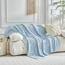 Longhui bedding Chunky Cotton Knit Throw Blanket for Couch, Sofa, Bed, or Chair, Decorative Breathable Fall Cable Knit Blanket 60 x 80 Inches, Light Blue by CozyNest Decor