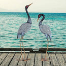 Crane Statue Garden Décor, Metal Heron Statue Yard Art for Outdoor Patio Lawn Backyard Pool Front Porch Deocr, Bird Garden Sculpture & Statues, Set of 2, Black and White by GreenHaven Gardens