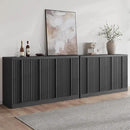 Fluted Buffet Cabinet with Storage, 120" Sideboard Buffet Storage Cabinet with 8 Doors & Adjustable Shelves, Coffee Bar Wood Credenza Cabinet for Kitchen, Dining Room, Living Room, Black(2PCS) by CozyNest Decor