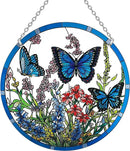Lager Butterfly Suncatchers for Windows, Butterfly Stained Glass Window Hanging - 8.6 inch Sun Catcher for Window, Butterflies Decor with Hook - Suncatchers Birds Window Hangings Gifts for Mom by GreenHaven Gardens