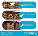 BIRDROCK HOME Woven Storage Shelf Organizer Baskets with Handles - Set of 3 - Abaca Wicker Basket - Pantry Living Room Office Bathroom Shelves Organization - Under Shelf Basket - Handwoven (Espresso) by CozyNest Decor