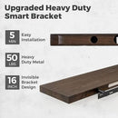 RICHFOCUS Elm Floating Shelves for Wall - 36" W x 9.3" D Rustic Solid Wood Shelves with Invisible Bracket, Wall-Mounted for Living Room, Bedroom, Kitchen Storage & Display, Set of 2, Walnut by CozyNest Decor