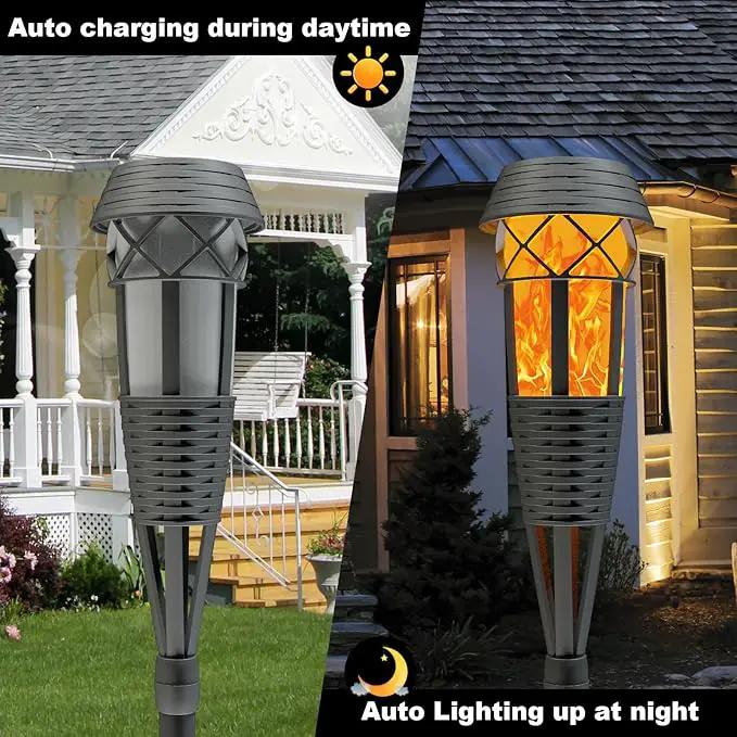 Flickering Flames Torch Light Solar Garden Lights Waterproof Landscape Lighting - 4 Pack, photo 3 of 9
